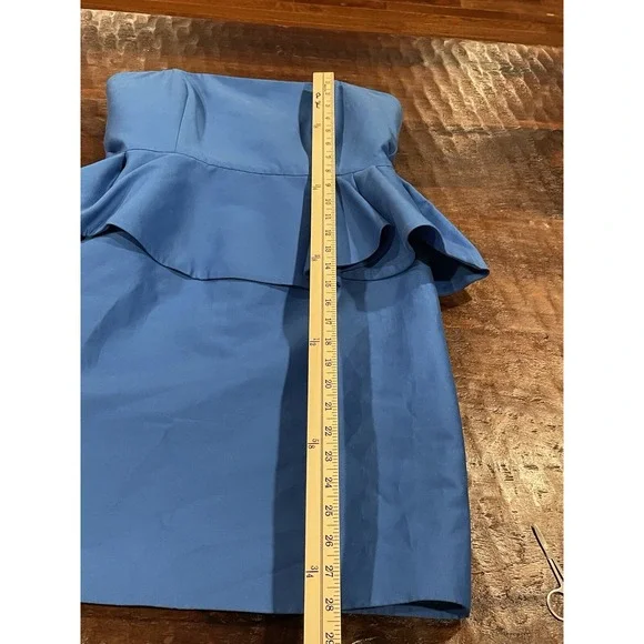 Halston Heritage Dress Size 8 Blue Strapless Fit & Flare Formal Party Classic‎ - Picture 7 of 8